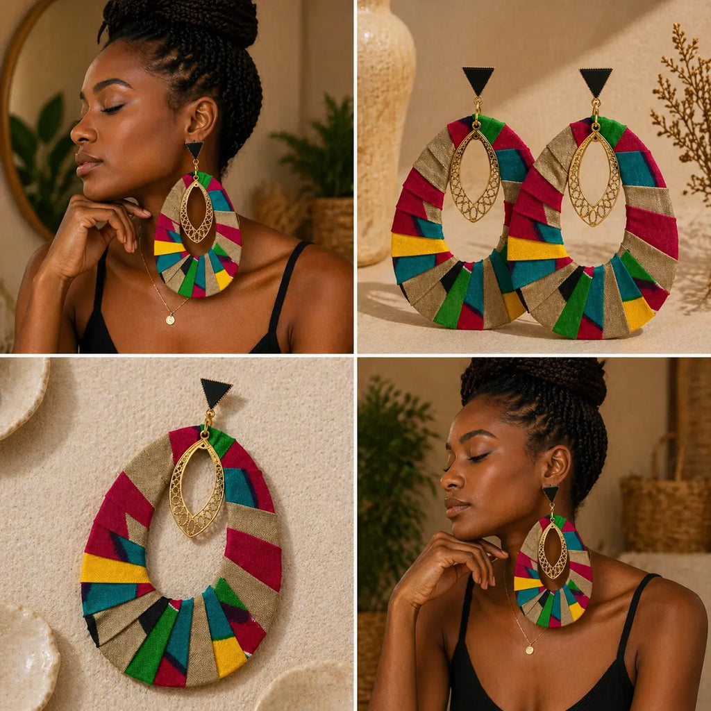 Boucles d’oreilles longues en wax MELANINE BY MNG