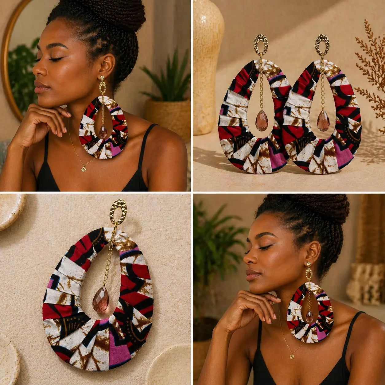 Boucles d’oreilles longues en wax MELANINE BY MNG